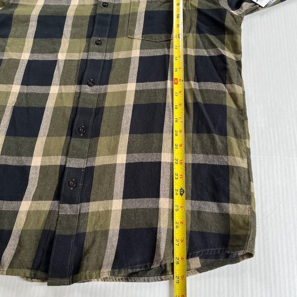 Volcom Size L Curwin LS Jersey Flannel Shirt Green Black Plaid Button Up Cotton - Picture 6 of 8